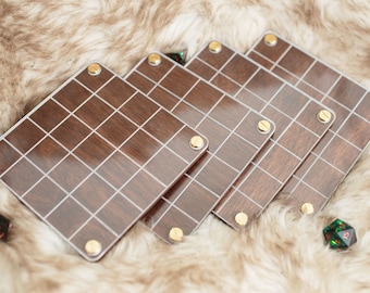 D&D Dungeon Tiles - Laser-cut battle map terrain tiles - Dry or Wet Erase - Wood and Glass Dungeons and Dragons game and other TTRPG's