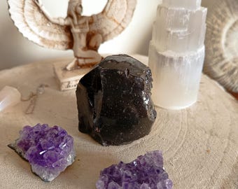 Laitier de Forge – Fragment Noir Vitrifié - Pierre de Feu, Transmutation et Protection - Pierre Brute, Décoration Minérale Ésotérique Unique