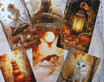 Oracle divinatoire "L’Âme des Feuilles" – Oracle automnal 40 cartes format tarot | tirage, guidance spirituelle et hommage aux défunts