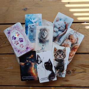 Oracle divinatoire Pastels et Pattes de Chats – 55 cartes intuitives et ésotériques aux tons pastels aquarelle –Oracle félin spirituel tarot