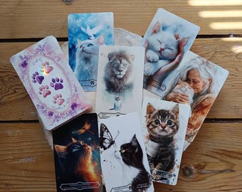 Oracolo Divinatorio Pastels and Cat Paws – 55 carte intuitive ed esoteriche in toni pastello acquerellati – Oracolo dei tarocchi felini spirituali