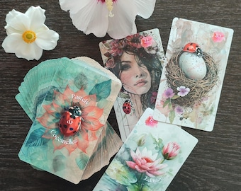 Oracle divinatoire "Pastels & Coccinelles" – Cartomancie poétique et intuitive, Animal totem coccinelle, Bien-être, guidance, tirage