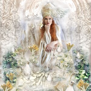 High Priestess with Doves Greeting Card