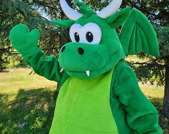 Handmade Green Dragon Mascot Costume – Plush Full Body Suit