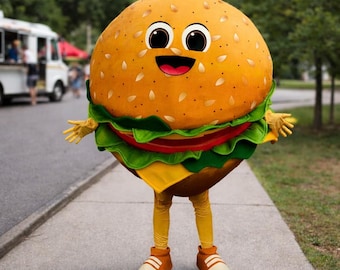 Déguisement mascotte Happy Burger fait main - Costume de personnage de dessin animé en peluche