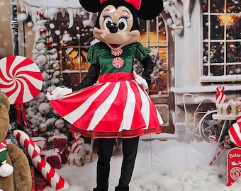 Mrs Mouse Mascot Costume – Handmade 3D Head Professional Character Suit (Christmas)