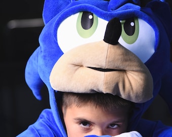 Blauw Sonic the Hedgehog-kinderkostuum – pluche fleecejumpsuit, Halloween-cosplay voor jongens