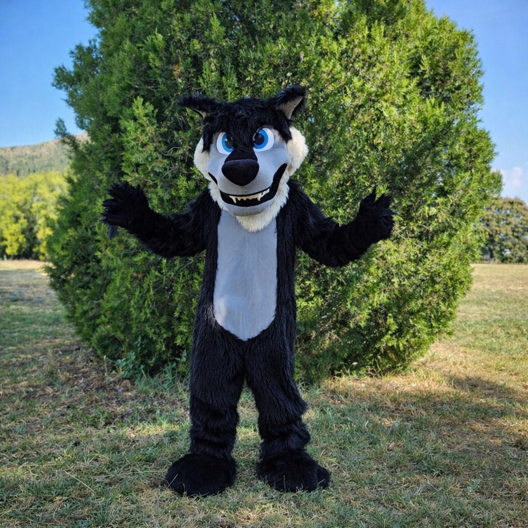 Handmade Black Wolf Mascot Costume | Furry Character for Events - Etsy