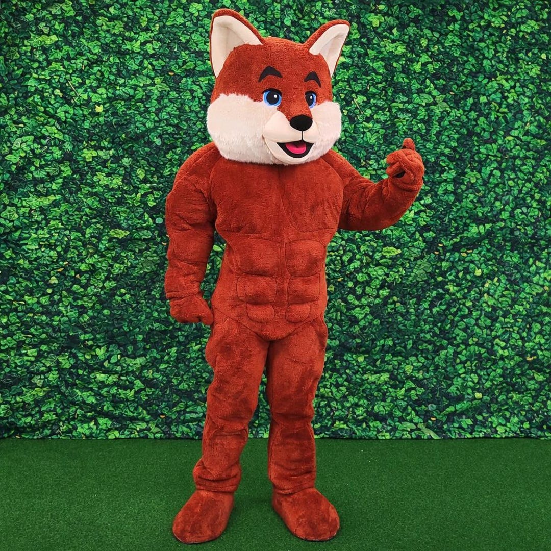 Muscle Fox Mascot Costume | Adult Plush Character Suit - Etsy