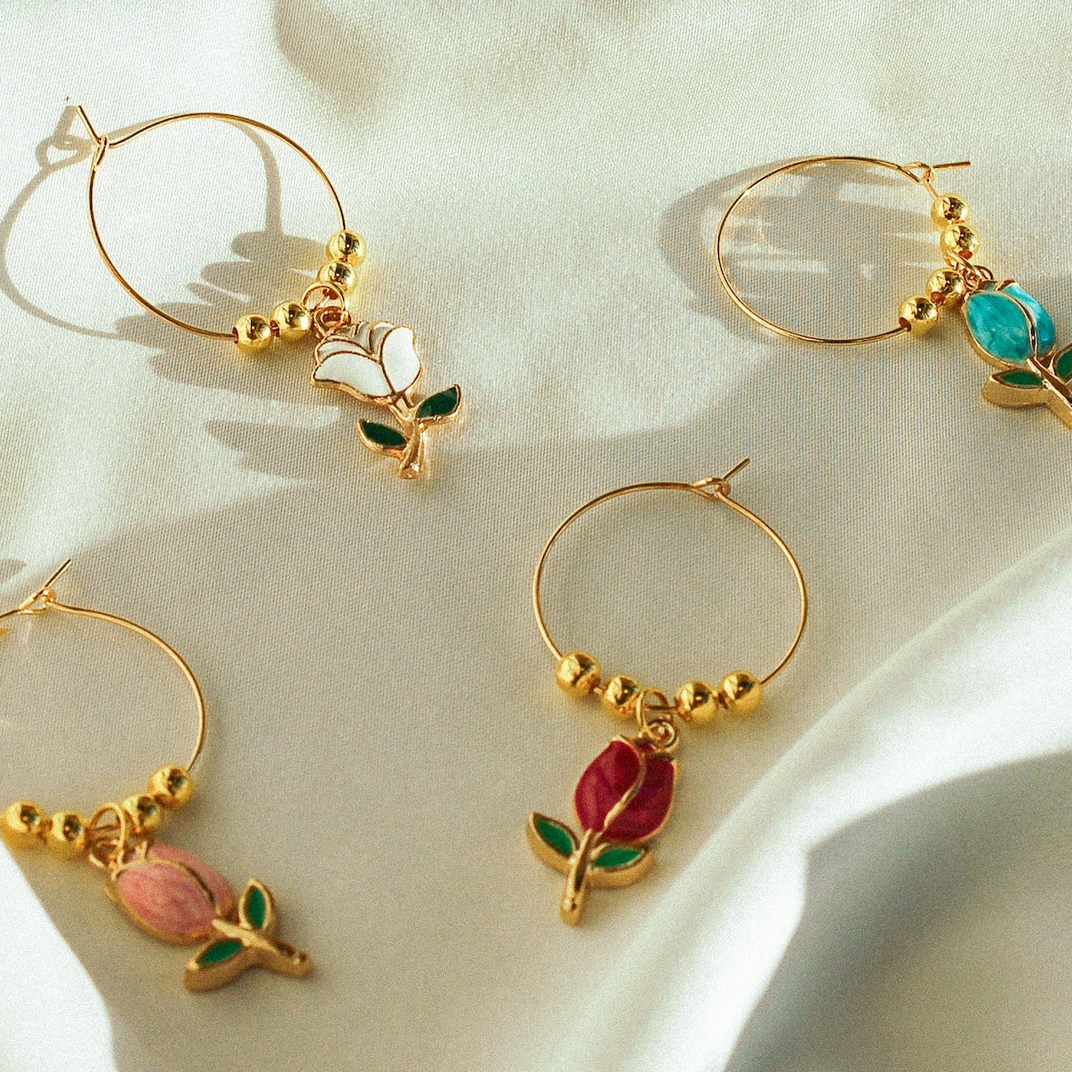 Floral Wine Charms Set of 8 Handmade