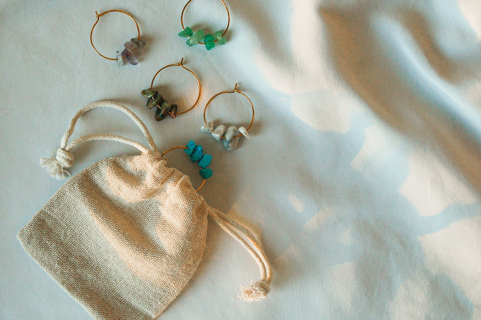 Gemstone Wine Charms - 12 count - Silver