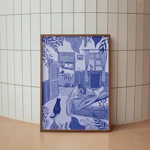 Poster, ora blu, natura, grigio blu, momento di lettura dell'arte digitale