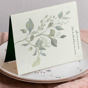 Carte de Condoléances Bouquet. Carte sincères condoléances. Feuillage