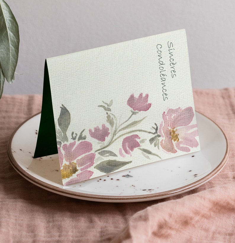 Carte de Condoléances Bouquet. Carte sincères condoléances. Pivoine