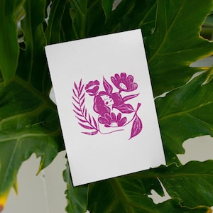 Linoleografia "Skin Flower" - Ritratto minimalista di donna e fiori in linoleografia. Opera originale realizzata a mano in formato A4/A5. Arte stampata a mano.