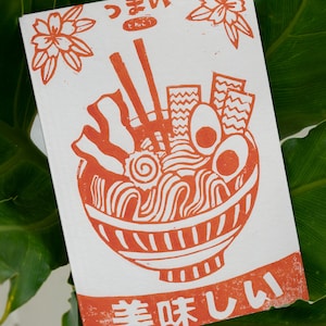 Impresión en linóleo de ramen, póster, impresión, impresión artística