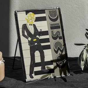 Poster Disco Dandy – Arte murale retrò minimalista – palla da discoteca, pianoforte, moderno, pop art