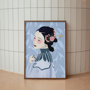 Poster, Geisha, Donna asiatica, poster giapponese moderno