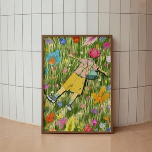 Il sonno dei petali – Poster floreale | Stampa digitale | Illustrazione floreale | Stampa artistica di fiori sognanti – Illustrazione digitale