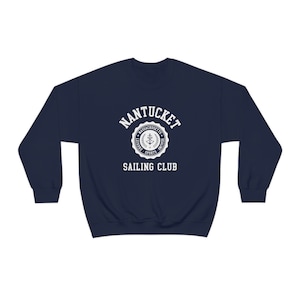 Nantucket Sail Club Sweatshirt, ein einfaches dunkelblaues Sweatshirt für den See, perfektes Geschenk für einen Freund