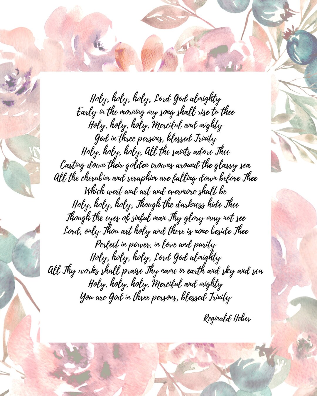 Holy, Holy, Holy Hymn Lyrics Instant Printable - Etsy