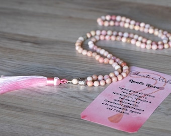 Japa Mala in pink Opal/ mala/stone necklaces/ yoga and meditation necklaces/ 108 beads/ 108 balls/ pink opal