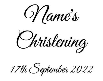 Personalised Christening Vinyl Decal Sticker 23cm x 20cm A4 Size , Perfect for 18 inch+ Balloons, Gift Boxes, Signs