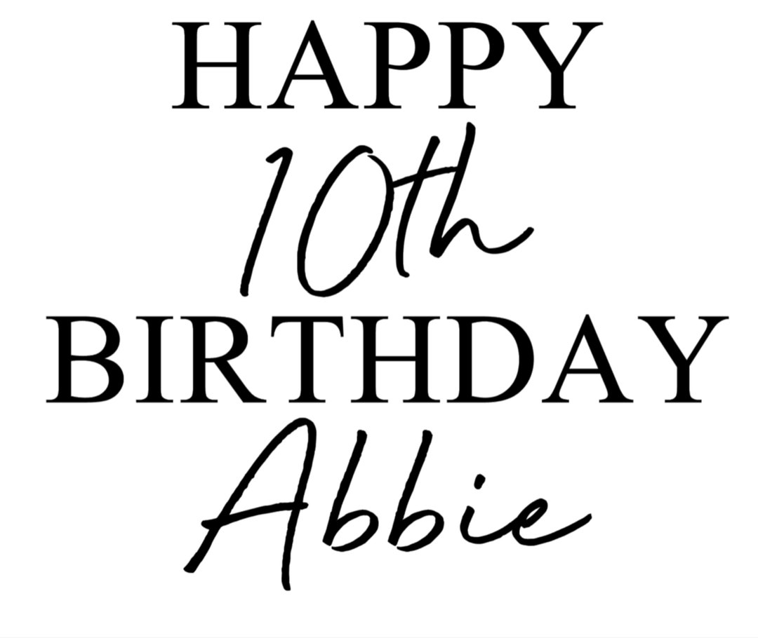 Personalised Happy Birthday Vinyl Decal Sticker 20cm X 24cm. Ideal for