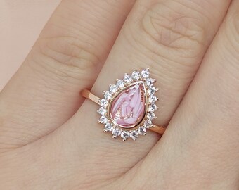 Pregnancy Test Cap Starburst Teardrop Ring,  Miscarriage Keepsake, Pregnancy Keepsake Jewelry, Handmade Jewelry, Personalized Jewelry