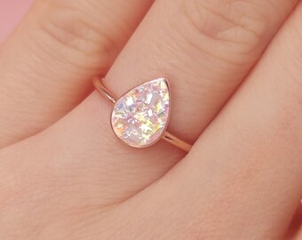 Custom Teardrop Cremation Ashes Ring, Ashes Memorial Jewelry, Ashes Keepsake, Pet Cremation Ashes Ring, Handmade Jewelry