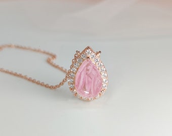 Pregnancy Test Halo Teardrop Necklace, Miscarriage Memorial Jewelry, Pregnancy Test Cap Jewelry, Pregnancy Keepsake, Handmade Jewelry