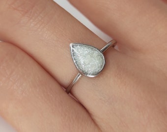 DIY Ashes Jewelry Kit, Cremation Pet/Human Ashes Keepsake, Sterling Silver Teardrop Ashes/Umbilical Cord/Placenta Ring, Memorial Jewelry