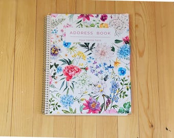 Personalized Floral Address Book: Large Print A-Z Tabs