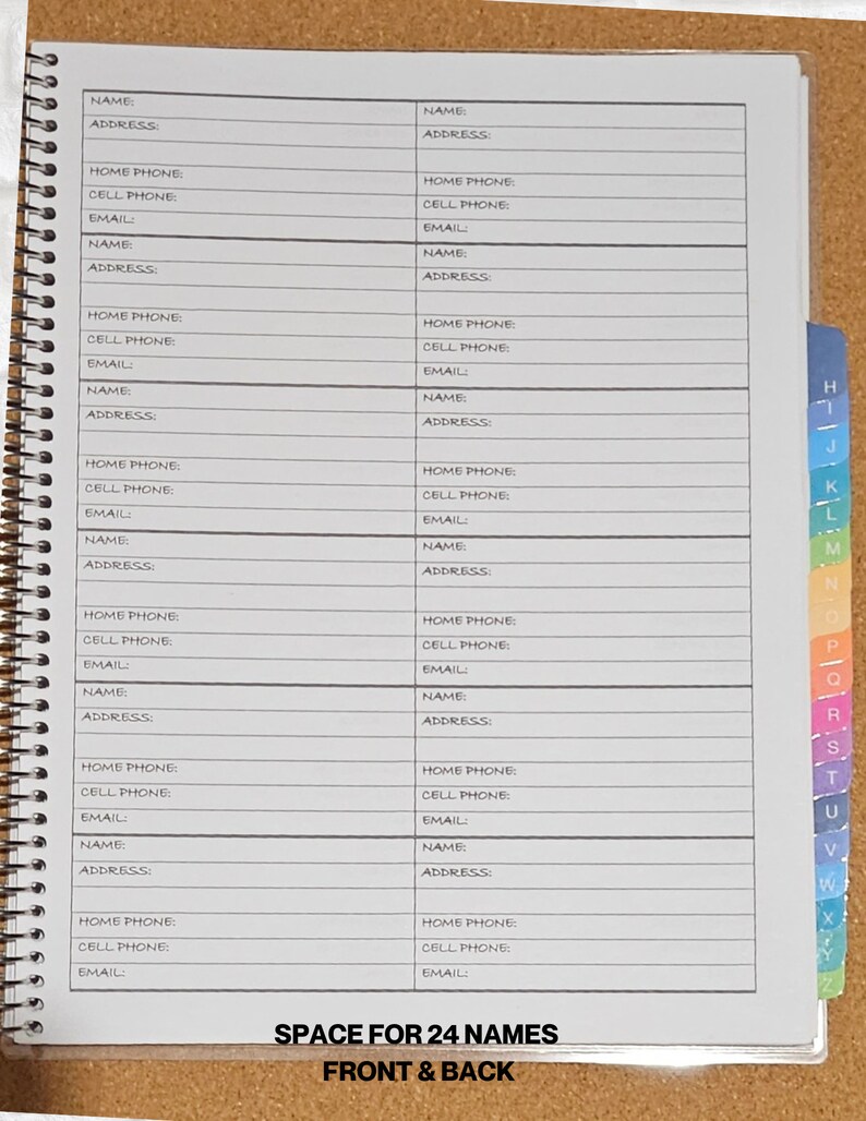 ADDRESS BOOK, AZ Divider Tabs, Large Print, Personalized, Gift for