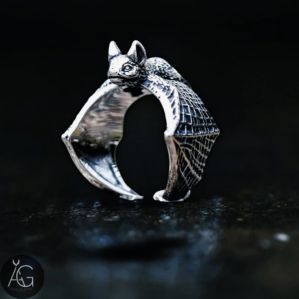 BAGUE GOTHIQUE Chauve Souris en Acier -Bague Motard -Bague Sorcière -Bague Animal -Bague Originale Metallica -Idée cadeau Homme Femme