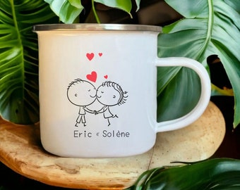 Taza de regalo para amantes, taza con nombres personalizables, amor del Día de San Valentín, corazón, idea de regalo para pareja, novio, hombre, marido y esposa