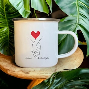 PERSONALIZED CUP for Loving Couple -Coffee Mug Customizable First Names, Love, Valentine&#39;s Day, Heart -Men&#39;s Women&#39;s Couple Gift Idea