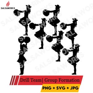 Drill Kick Team Silhouette Whole Group Formation #1 | SVG PNG JPG | High-Quality Instant Download