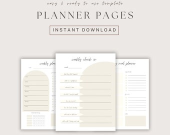 Personal Planner Bundle for the Everyday Woman, Meal Planner, Budget Tracker, Gratitude, Vision Board, Instant Digital Download, Printable