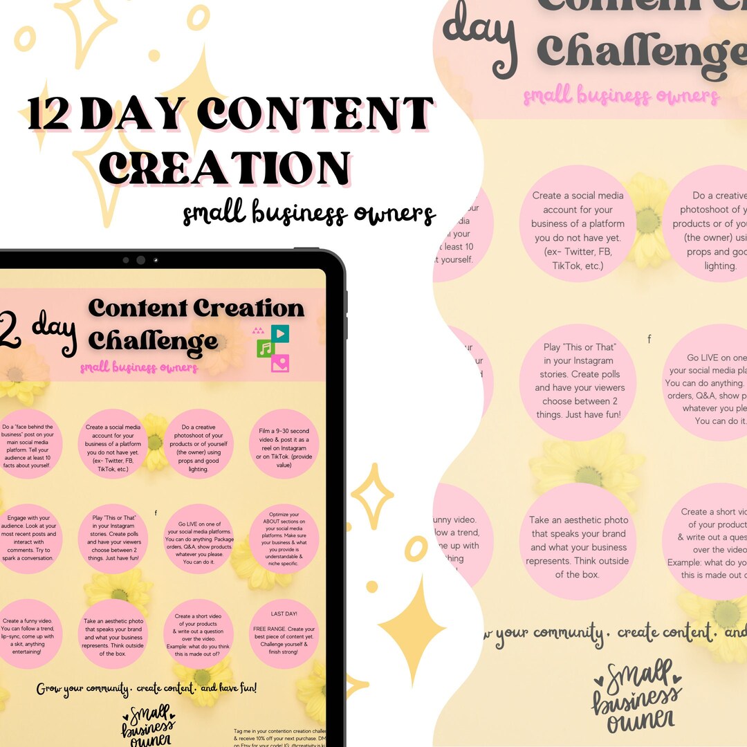 Content Creation Challenge Instant Download PDF Digital Download Social