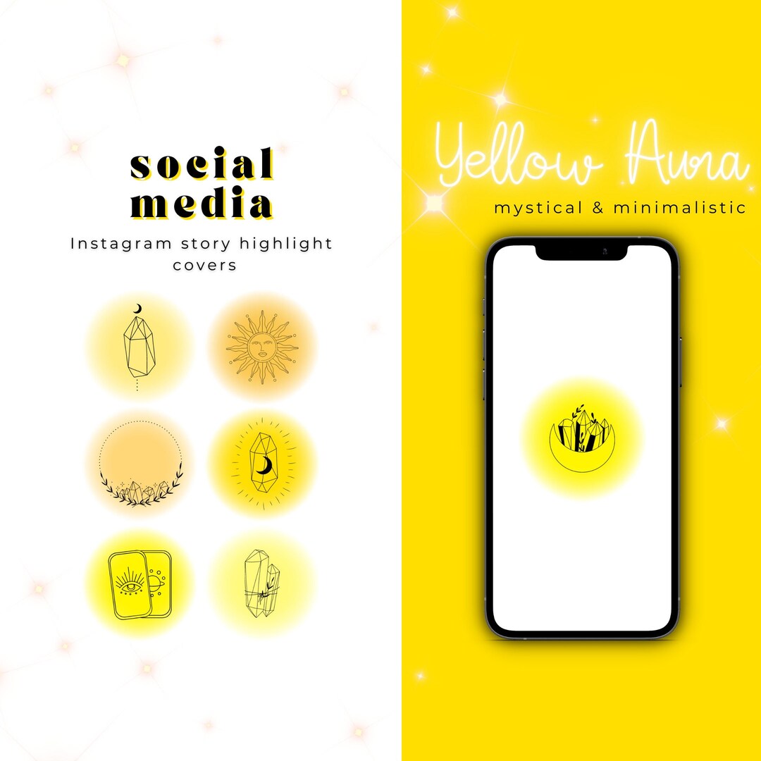 30 Yellow Instagram Highlight Covers Minimal Line Art Highlight Covers