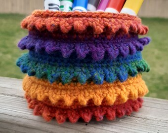 Regenbogen Picot Stifthalter / Blumentopf häkeln Blumentopf gemütlich / Badezimmer Aufbewahrung / Küche Behälter DIGITAL DOWNLOAD ONLY