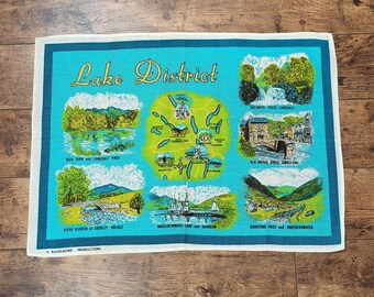 REDUCED Rare Design Vintage Souvenir Lake District Linen Tea Towel