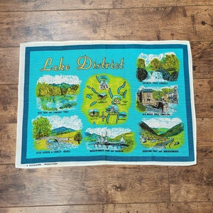 REDUCED Rare Design Vintage Souvenir Lake District Linen Tea Towel