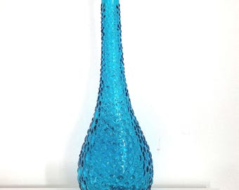 Vintage Empoli Style Genie Bottle Blue Turquoise Bubble Design