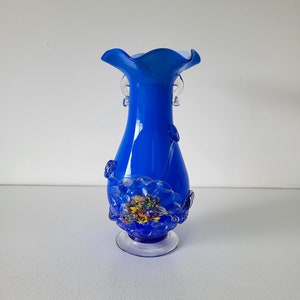 Beautiful Vintage Hand Blown Blue Art Glass