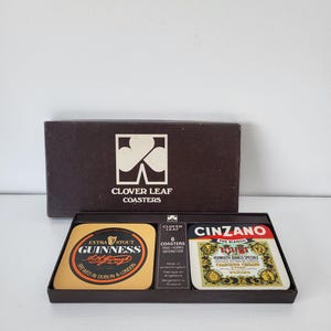 Set di 6 sottobicchieri vintage a tema birra con motivo a quadrifoglio in sughero