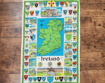 Vintage Irish Linen Tea Towel Ireland Design