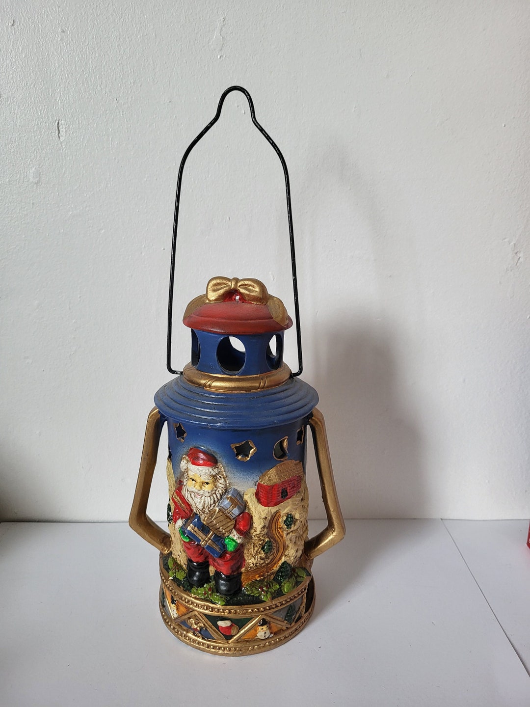 Vintage Christmas Ceramic Tealight Lantern Etsy