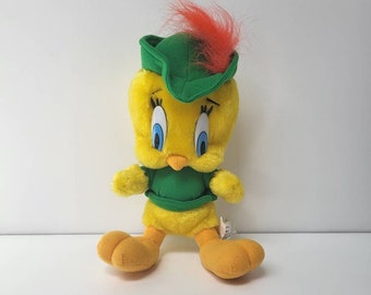 Vintage 1998 Warner Bros Tweety Pie as Robin Hood Plush.